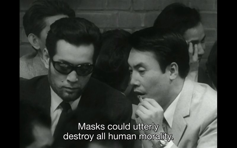 one man saying to another: "Masks could destroy all human morality" 